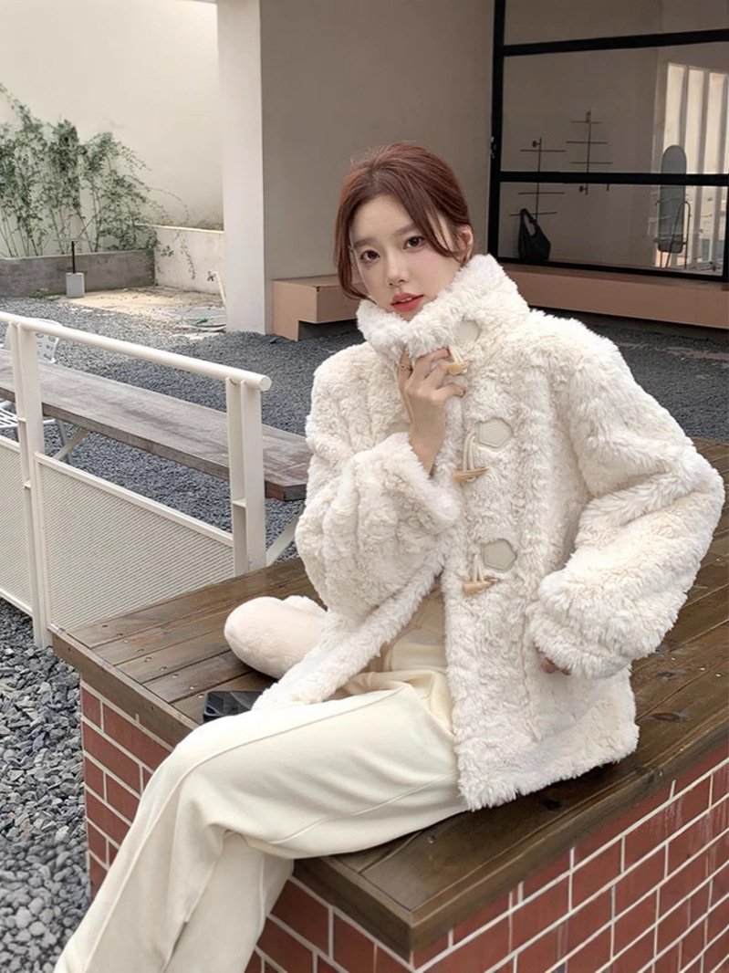 レディース コート 長袖 ゆったり 秋冬 秋 膝丈 冬 おしゃれ ファー フェイクファー ウール スタンドカラー ボタン