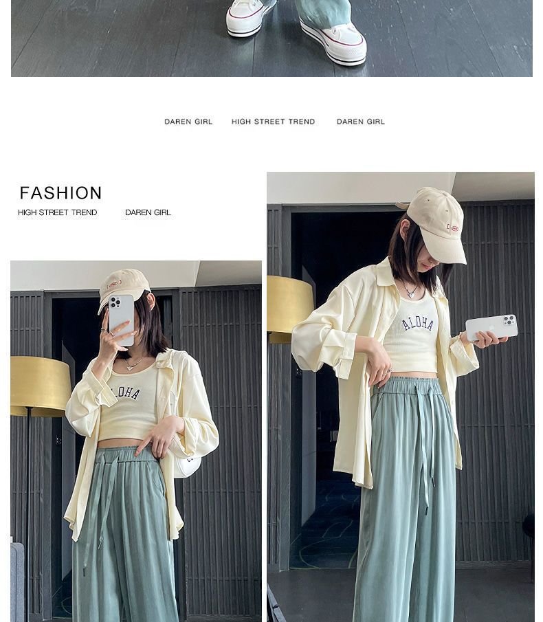 レディース パンツ 無地 ワイド 夏 秋冬 カジュアル 秋 シンプル 冬 ロング ストレート 薄手 カーキ ドレープ サテン ハイウエスト ポリエステル