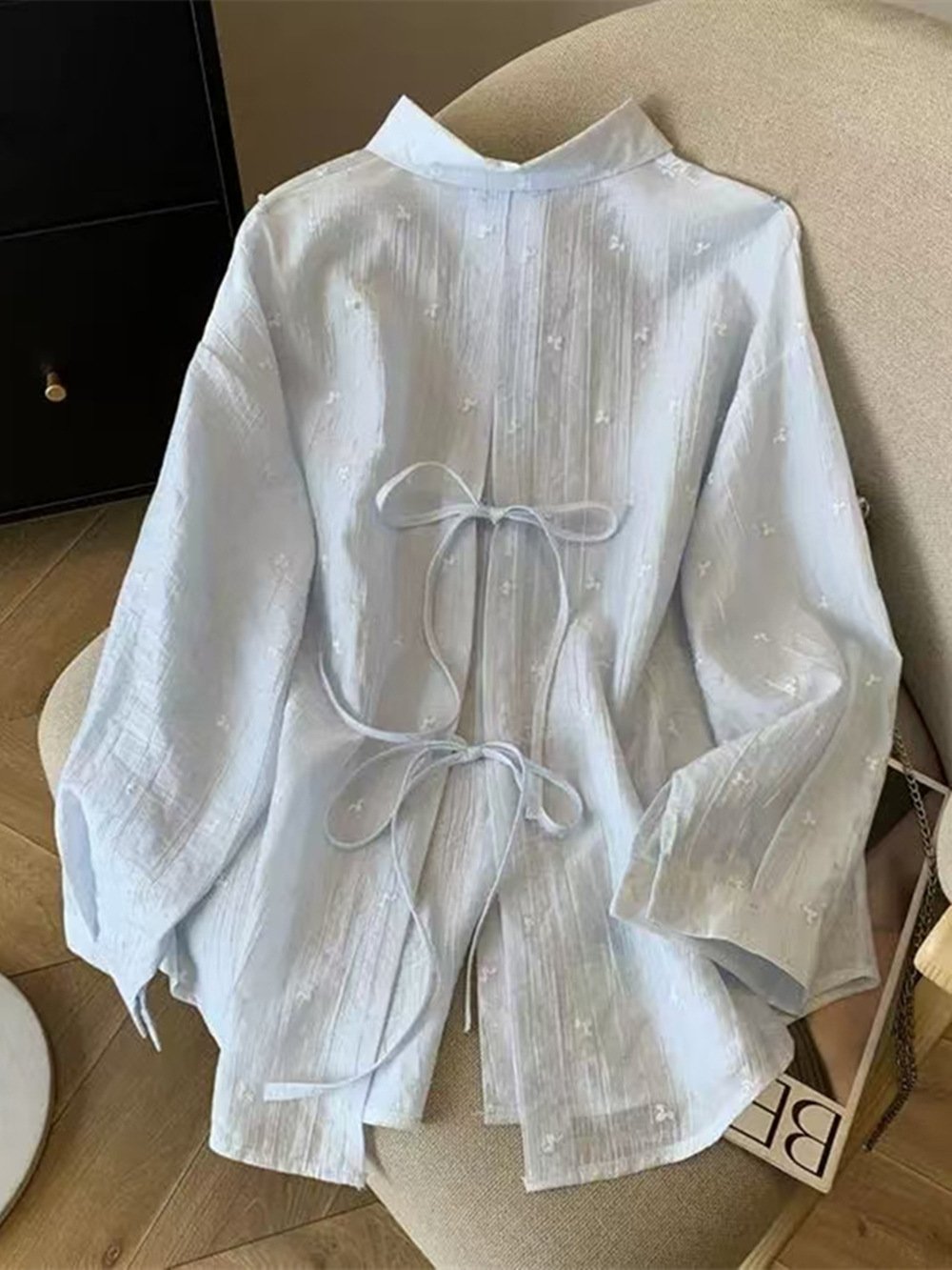 レディース シャツ カーディガン ジャケット 長袖 ゆったり 春夏 カジュアル 前開き 春 夏 薄手 ブルー ポリエステル
