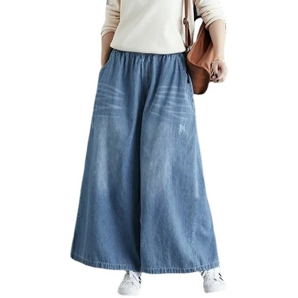 レディース パンツ ゆったり ワイド デニム 春夏 大きいサイズ ボトムス 春 夏 上品 ロング ロングパンツ 9分丈 ビッグ ドレープ ハイウエスト
