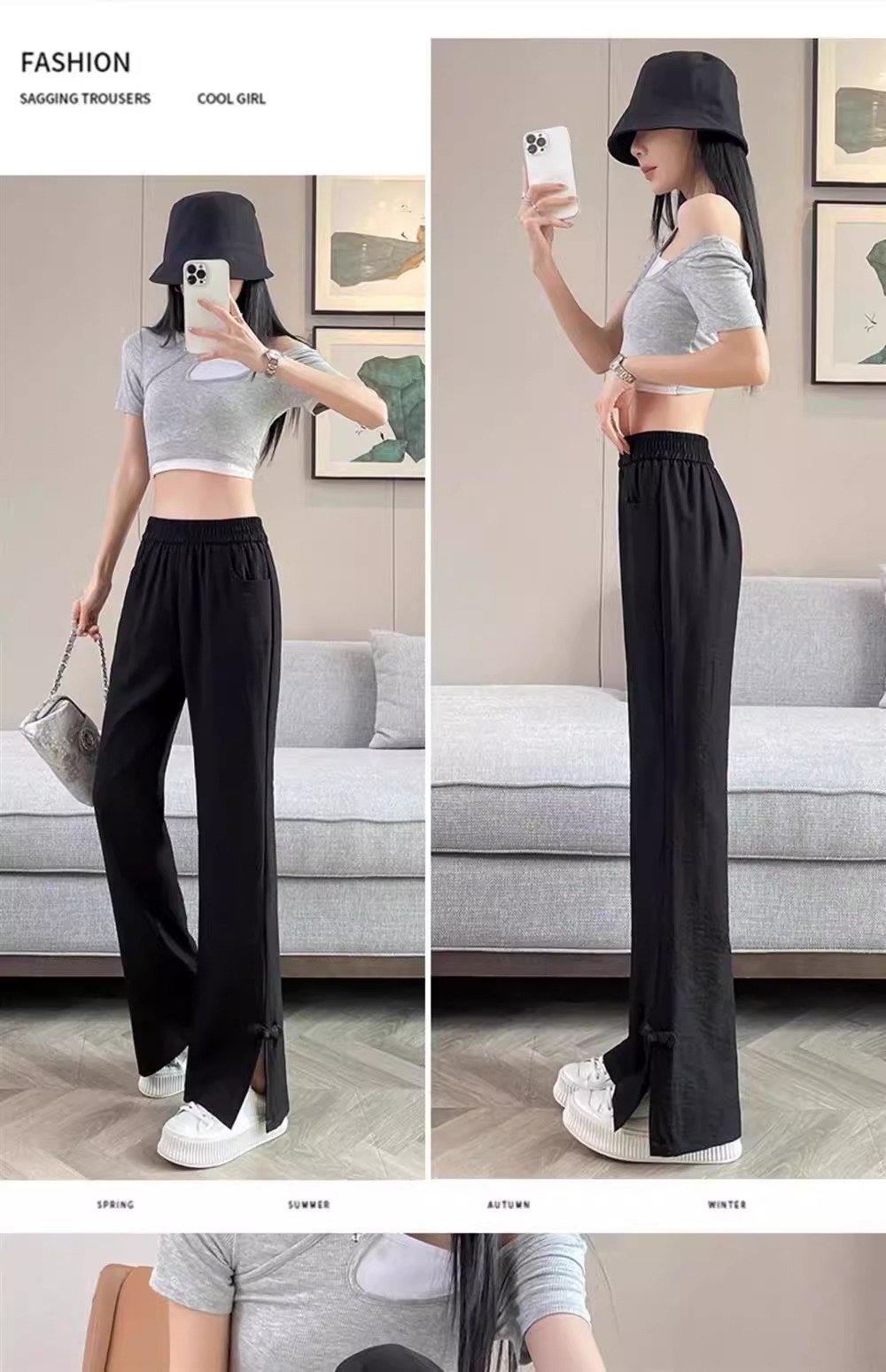 レディース パンツ コットン 綿 リネン 春夏 きれいめ 通勤 春 フレア 夏 ロング 薄手 切り替えデザイン スリット サイドスリット 都会的 ポリエステル
