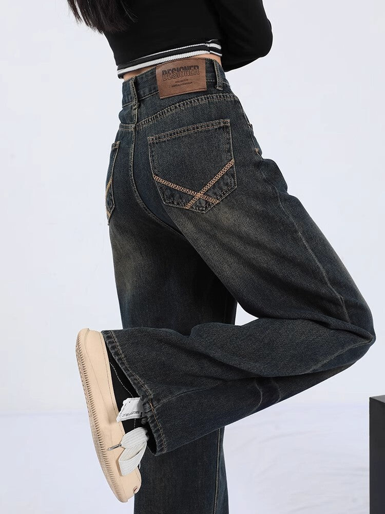 レディース パンツ ボトムス デニム Gパン デニムパンツ ストレート ハイウエスト ヴィンテージ ブルーデニム かわいい シンプル カジュアル おしゃれ かっこいい ボーイッシュ クール ナチュラル 無地 春 夏 秋 冬 オールシーズン ママ 通勤 学生 学校 通学 デート お出かけ 旅行 公園 女子会 休日 ショッピング カフェ 普段使い 着回し トレンド 流行 XS S M L XL 2XL 小さいサイズ 大きいサイズ ブルー ベーシックカラー