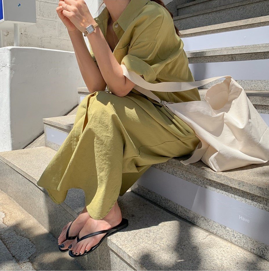 ワンピース 半袖 無地 春夏 きれいめ 通勤 春 夏 シンプル ロング 襟付き