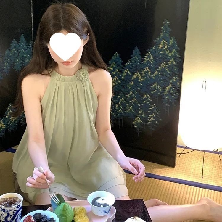 レディース シャツ パンツ スカート 長袖 ノースリーブ ゆったり 春夏 きれいめ 前開き 春 夏 ラウンドネック ハイネック 上品 脚長 ハイウエスト セットアップ グリーン 丸首
