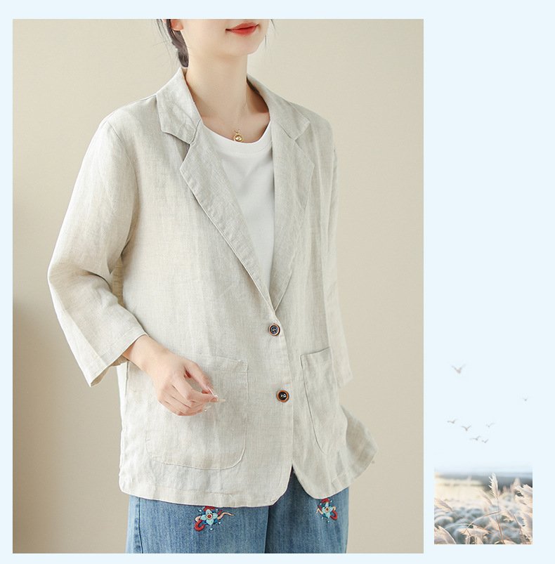 レディース ジャケット ゆったり コットン 綿 リネン 春夏 きれいめ レトロ 通勤 オフィス 体型カバー 春 ショート 夏 レザー レギュラー ボタン