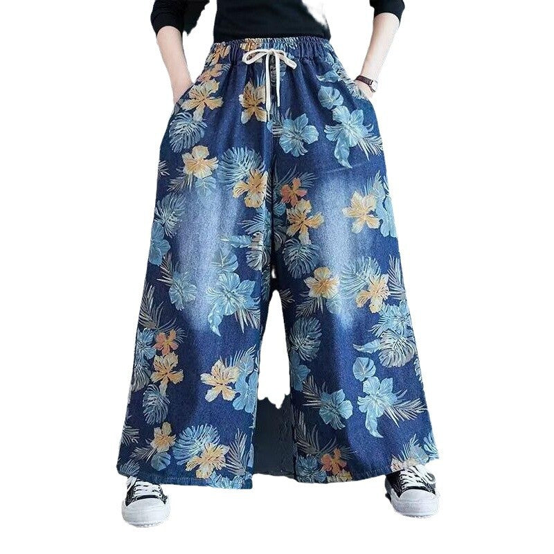 レディース パンツ ゆったり デニム 秋冬 秋 レトロ 大きいサイズ ボトムス 冬 ストレートパンツ ストレート エスニック デニムパンツ