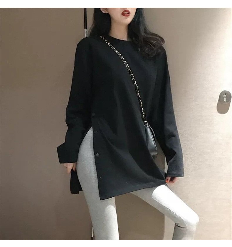 レディース Tシャツ 長袖 無地 ゆったり 秋冬 秋 カジュアル ラウンドネック シンプル 冬 韓国ファッション ロング シャツ ストレッチ ポリエステル