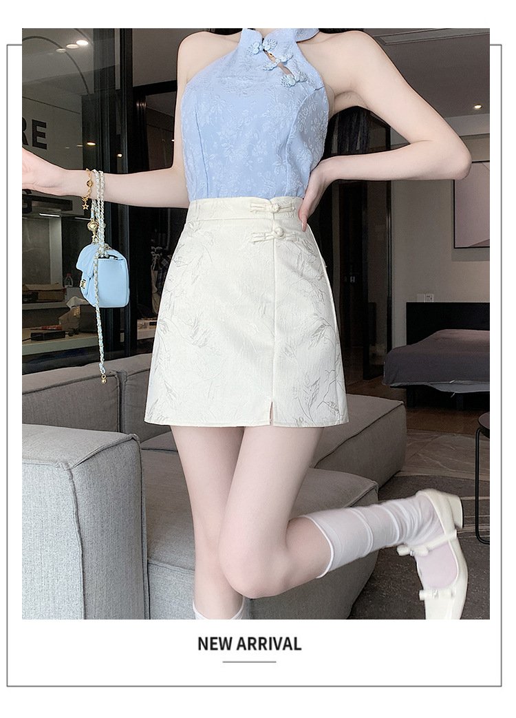 レディース スカート スリム 春夏 きれいめ 春 ショート 夏 上品 Aライン エスニック ハイウエスト ショートスカート ボタン