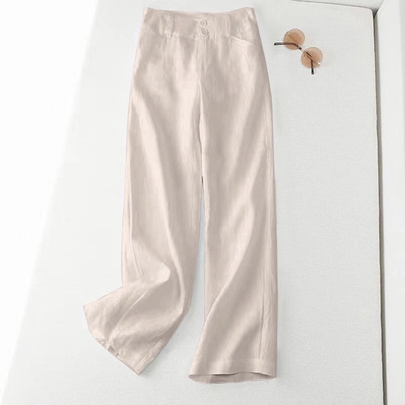レディース パンツ ワイド スリム コットン 綿 リネン 春夏 カジュアル きれいめ 通勤 オフィス デニム 春 夏 ストレートパンツ ロング ストレート ワイドパンツ ハーフ ハイウエスト ウエストゴム ポリエステル