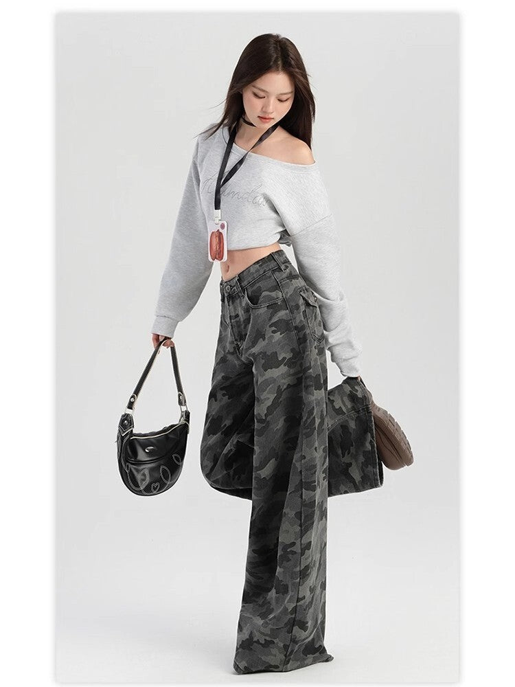 レディース パンツ ボトムス Gパン ロングパンツ ワイドパンツ デニムパンツ ロング 丈長 ワイド ストレート 裾ワイド ストリート ポケット ボタン アメカジ デニム カラーデニム カジュアル おしゃれ かっこいい こなれ感 ラフ メンズライク ボーイッシュ クール 抜け感 ワイルド 迷彩 カモフラージュ 春 夏 秋 冬 オールシーズン シーズンレス ママ 学生 学校 通学 お出かけ アウトドア 旅行 女子会 休日 ショッピング ライブ フェス ランチ S M L XL 2XL 大きいサイズ グレー