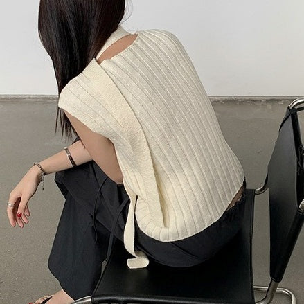 トップス ベスト ニットベスト Vネック プルオーバー ストール付き ショート丈 ニット かわいい 可愛い 大人可愛い きれいめ シンプル レトロ おしゃれ かっこいい カジュアル こなれ感 ルーズ 個性的 主役級 存在感 抜け感 春 夏 ベーシック ナチュラル クール エレガント 無地 女性用 レディース ママ OL 通勤 オフィス 学生 通学 デート お出かけ 旅行 休日 ランチ カフェ ショッピング コンパ 普段使い デイリー 着回し 重ね着 ワンサイズ トレンド モテ カラーバリエーション