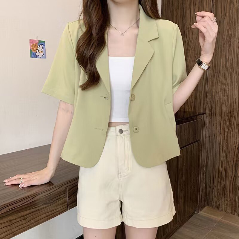 レディース シャツ コート 半袖 無地 ゆったり 春夏 きれいめ 前開き 春 夏 シンプル 上品 薄手 スーツ ポリエステル