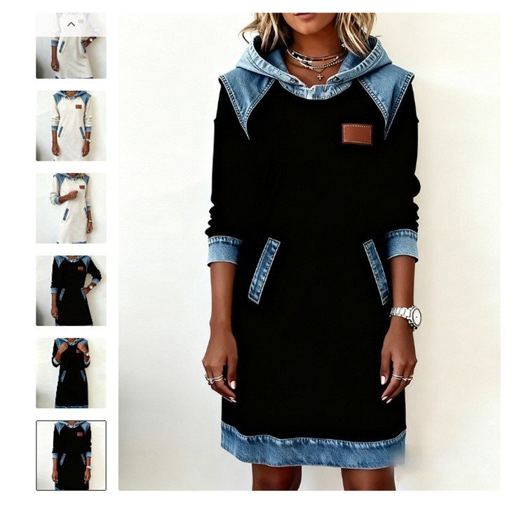 ワンピース 長袖 秋 冬 カジュアル 体型カバー ラウンドネック ロング パーカー ゆったり