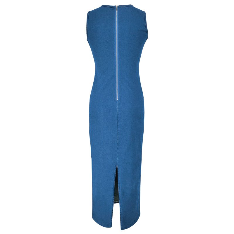 ワンピース ノースリーブ 無地 春夏 袖なし 春 夏 ラウンドネック シンプル ロング
