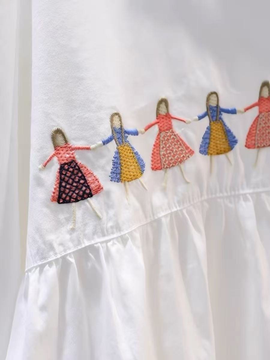 シャツ トップス 長袖 ボーダー ストライプ ゆったり 秋冬 秋 カジュアル 体型カバー 前開き ミニ 冬 刺繍 襟付き フェミニン ベーシック レギュラー ボタン ポリエステル