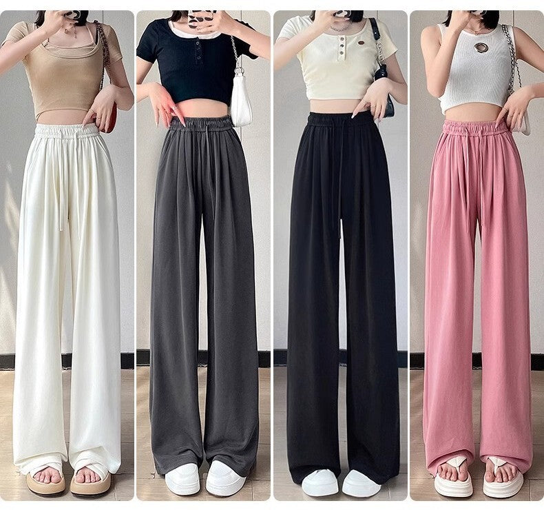 レディース パンツ ボトムス ストレートパンツ ワイドパンツ ワイド ドレープ ハイウエスト ウエストゴム かわいい シンプル カジュアル おしゃれ ラフ ルーズ キュート ナチュラル 無地 春 夏 ママ 通勤 学生 学校 通学 デート お出かけ 旅行 公園 女子会 休日 ショッピング カフェ 楽ちん 普段使い 着回し S M L XL 2XL 3XL 大きいサイズ ホワイト ブラック ダークグレー ピンク ベーシックカラー