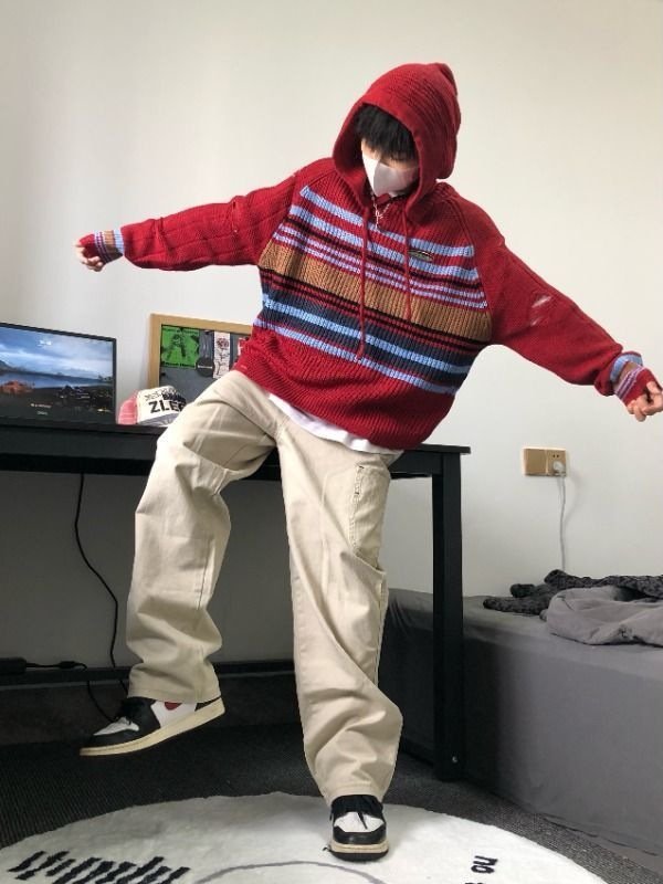 レディース ニット パーカー 長袖 ボーダー ストライプ チェック柄 ゆったり 春夏 カジュアル きれいめ レトロ 通勤 体型カバー 春 夏 男女兼用 秋 冬 セーター プルオーバー フード レギュラー ポリエステル 配色 秋冬
