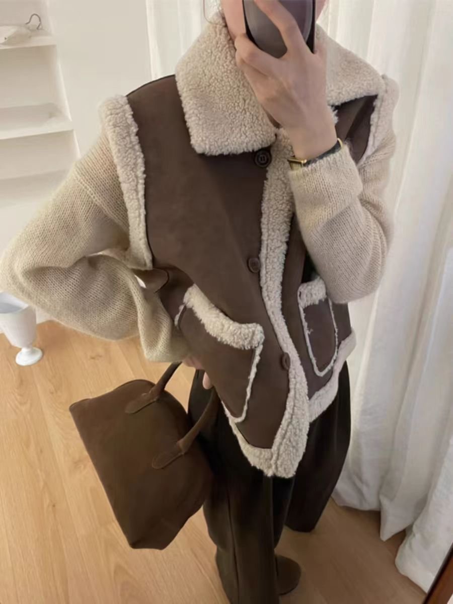 レディース ベスト コート ノースリーブ 無地 ゆったり 秋冬 秋 きれいめ 袖なし ショート 膝丈 シンプル 冬 黒 上品 ファー ウール アウター ポリエステル