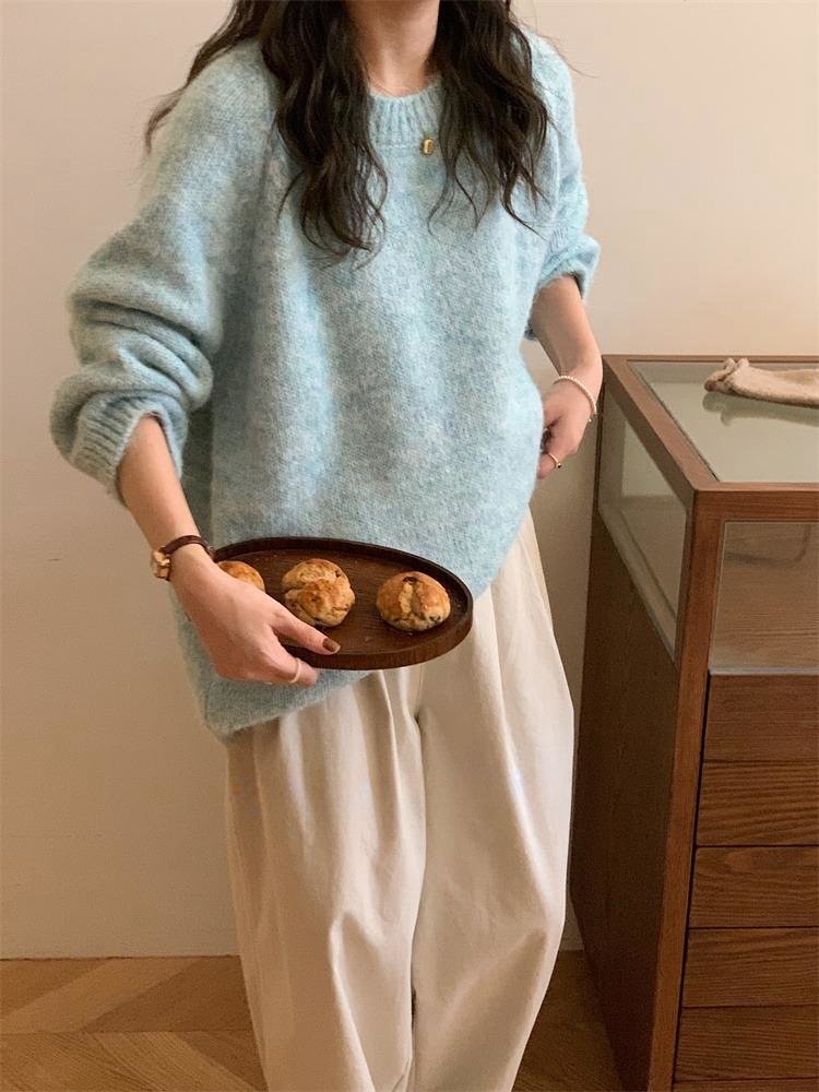 レディース トップス ニット 長袖 無地 ゆったり 秋冬 秋 体型カバー 大きいサイズ 膝丈 ラウンドネック シンプル 冬 上品 グレー ライトグレー ダークグレー 切り替えデザイン セーター ベージュ プルオーバー ピンク グリーン ポリエステル パープル