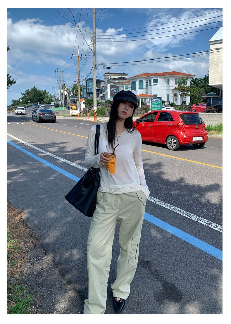 レディース パンツ 無地 ワイド コットン 綿 秋冬 秋 カジュアル シンプル 冬 ロング ワイドパンツ ポケット ハイウエスト