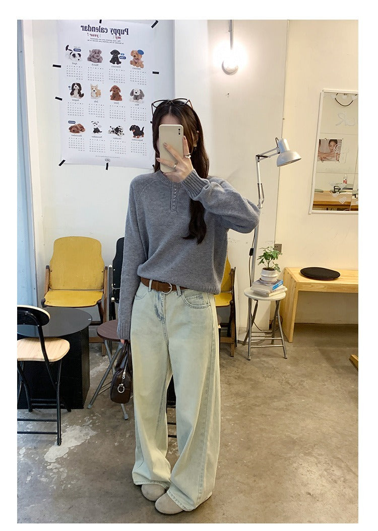 レディース トップス ニット セーター プルオーバー ミディアム 長袖 ラグラン ラウンドネック ボタン かわいい 大人可愛い きれいめ シンプル カジュアル 上品 おしゃれ こなれ感 個性的 ベーシック ナチュラル 無地 春 秋 冬 ママ 通勤 学生 学校 通学 デート お出かけ 旅行 公園 女子会 休日 ショッピング お花見 合コン コンパ 婚活 モテ 清楚 定番 S M L 黒 グレー ベージュ ブルー ベーシックカラー 大人カラー