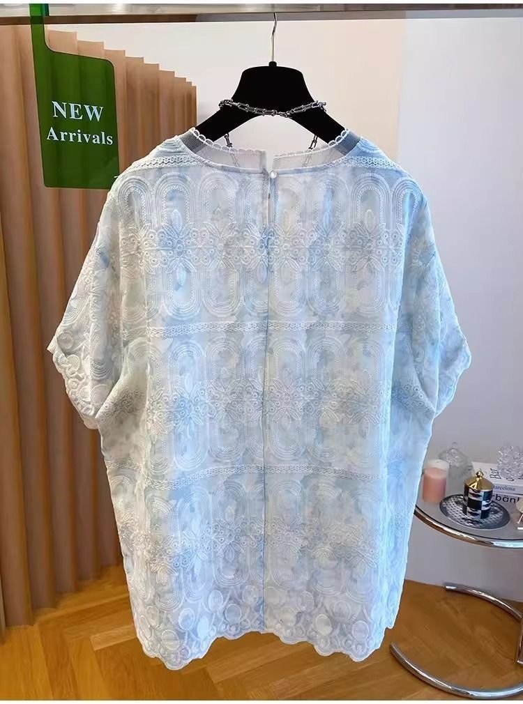 レディース Tシャツ 半袖 ゆったり コットン 綿 夏 秋冬 カジュアル 大きいサイズ 春夏 ラウンドネック 秋 レース 冬 刺繍 おしゃれ シャツ 上着