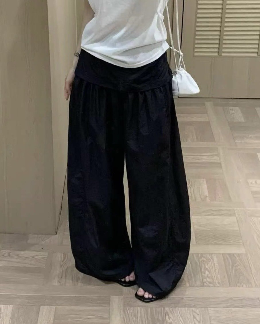 レディース パンツ ゆったり ワイド 春夏 カジュアル 春 2WAY 夏 ロング ブラウン ロングパンツ ハイウエスト 都会的 ポリエステル