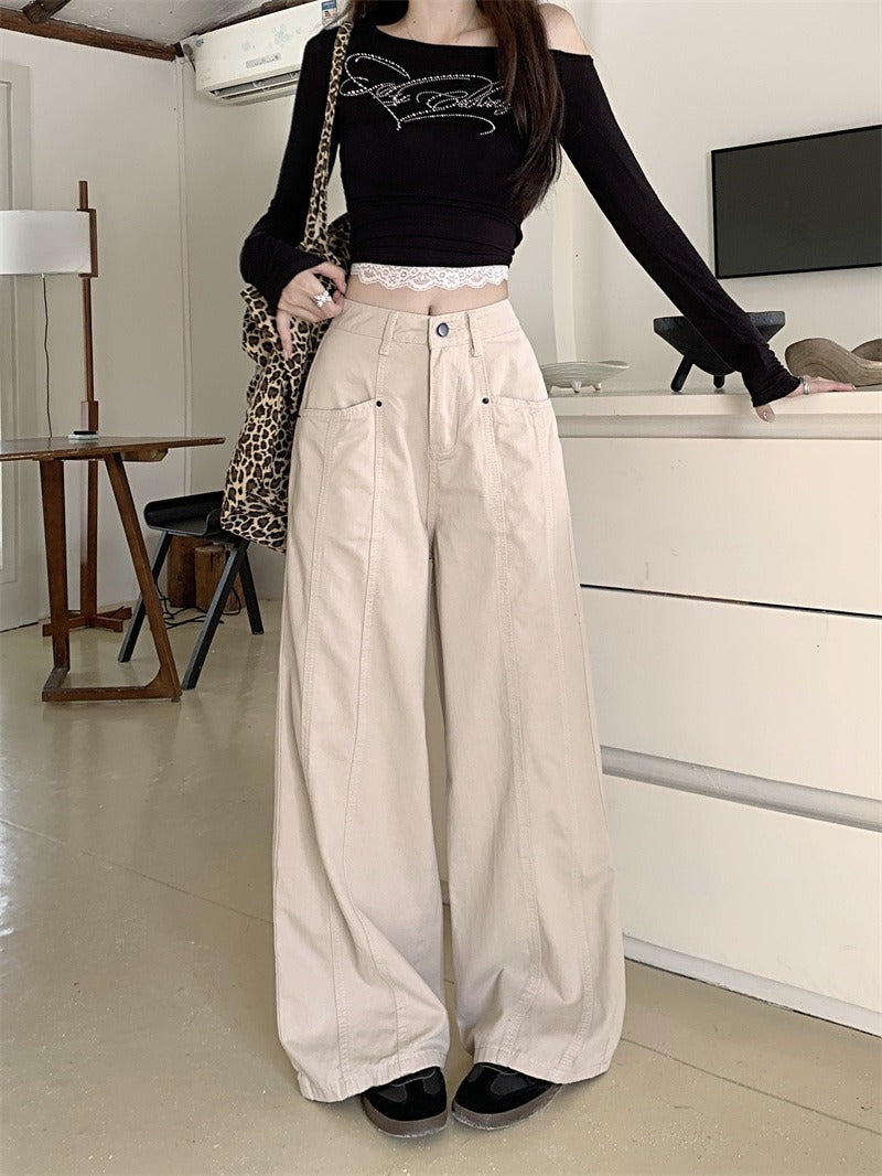 レディース パンツ ボトムス Gパン ストレートパンツ ワイド デニムパンツ フルレングス ストリート ポケット ハイウエスト 大人可愛い きれいめ シンプル カジュアル おしゃれ かっこいい こなれ感 ラフ 存在感 ベーシック ナチュラル 無地 春 秋 ロングシーズン ママ 通勤 学生 学校 通学 デート お出かけ お泊まり アウトドア キャンプ イベント 旅行 女子会 休日 ショッピング ライブ お花見 体型カバー 美脚 着回し トレンド 定番 S M L XL ベージュ ベーシックカラー 大人カラー