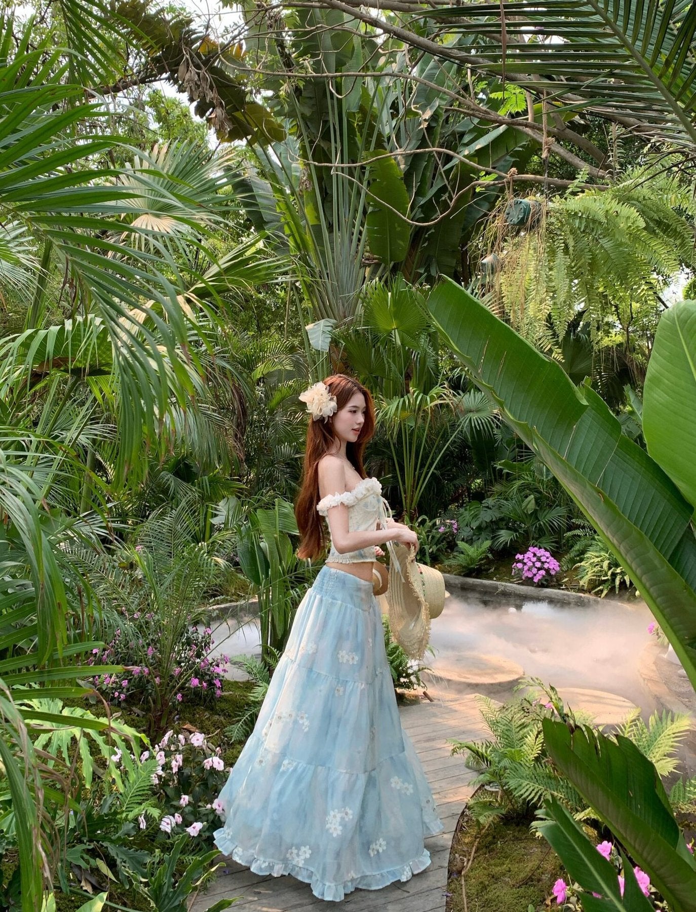 ワンピース ノースリーブ 花柄 春夏 きれいめ 袖なし 春 夏 リゾート ロング 上品 フレア セットアップ 切り替えデザイン ハイウエスト