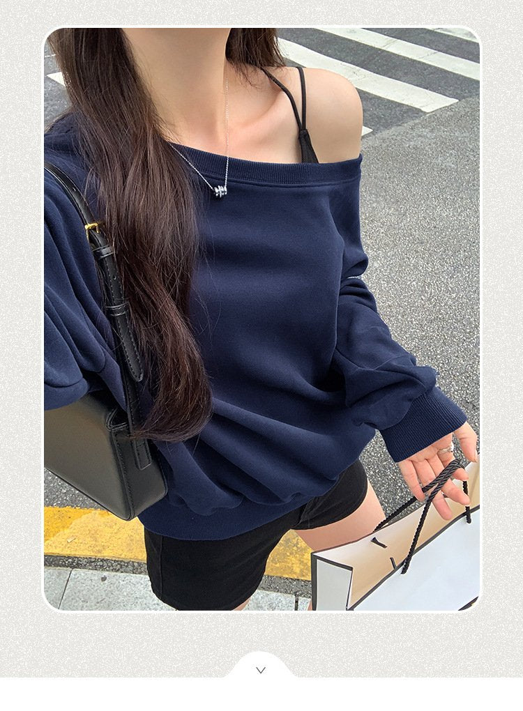 レディース パーカー 長袖 無地 ゆったり オーバーサイズ 春夏 カジュアル アメリカン きれいめ 通勤 オフィス 体型カバー 春 夏 膝丈 秋 シンプル オフショルダー プルオーバー スウェット タイ