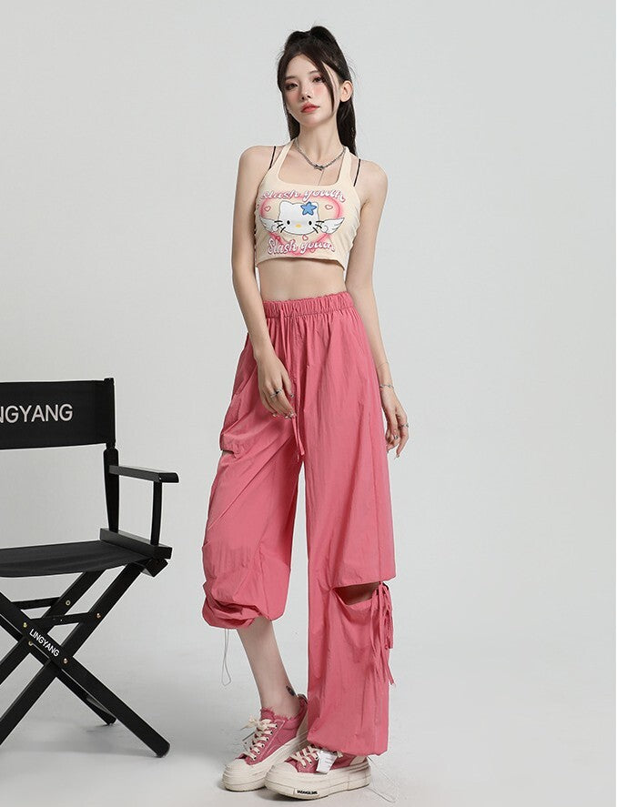 カットアウト レディース パンツ ボトムス ロングパンツ ワイドパンツ ロング ワイド ストレート フェミニン ストリート リボン ポケット ウエストゴム ドロスト アメカジ かわいい 大人可愛い シンプル カジュアル おしゃれ こなれ感 ラフ 抜け感 キュート 無地 春 夏 秋 学生 学校 通学 デート お出かけ アウトドア 旅行 公園 女子会 休日 ライブ カフェ フェス 韓国 オルチャン コーデ 楽ちん 体型カバー 普段使い 着回し インスタ映え S M L XL ブラック カーキ 水色 ネイビー