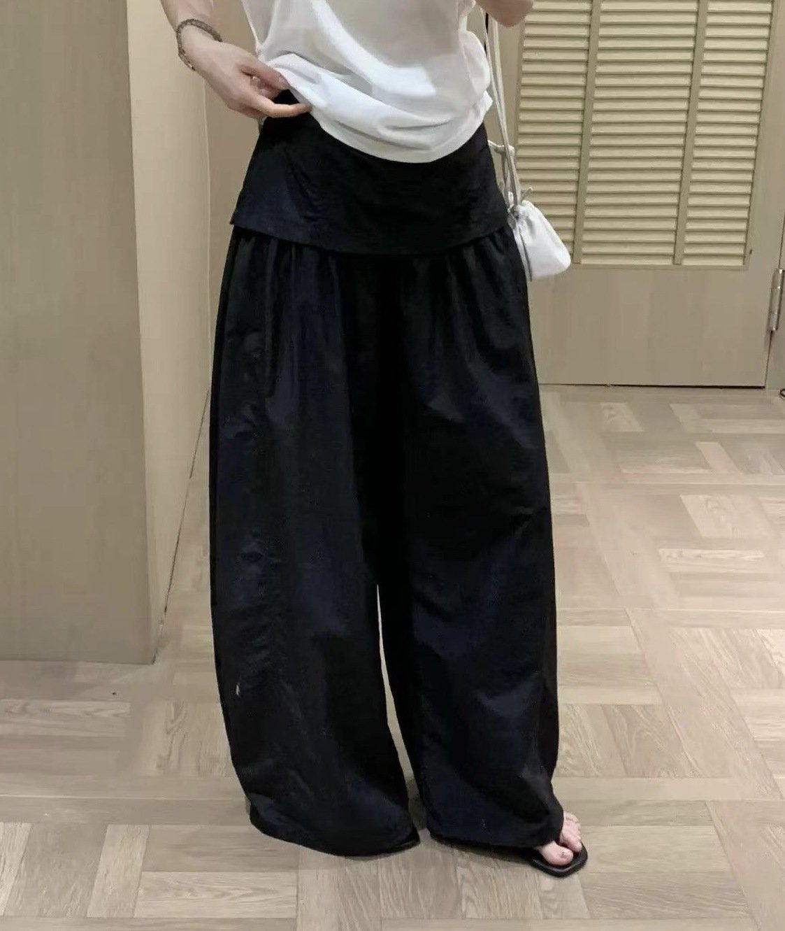 レディース パンツ ゆったり ワイド 春夏 カジュアル 春 2WAY 夏 ロング ブラウン ロングパンツ ハイウエスト 都会的 ポリエステル