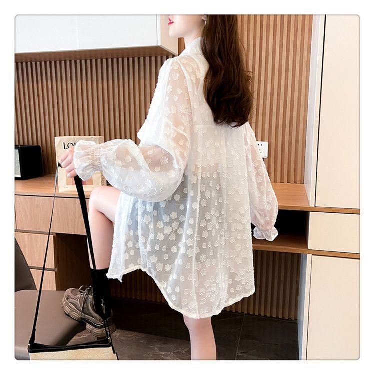 シャツ コート ジャケット 長袖 ゆったり 春夏 カジュアル 通勤 前開き 春 夏 ミモレ 薄手 ポリエステル UVカット