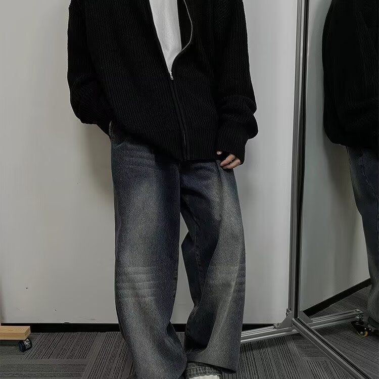 ニット カーディガン コート 長袖 ゆったり 春 秋冬 カジュアル アメリカン レトロ 秋 冬 カップル セーター スタンドカラー ラグジュアリー