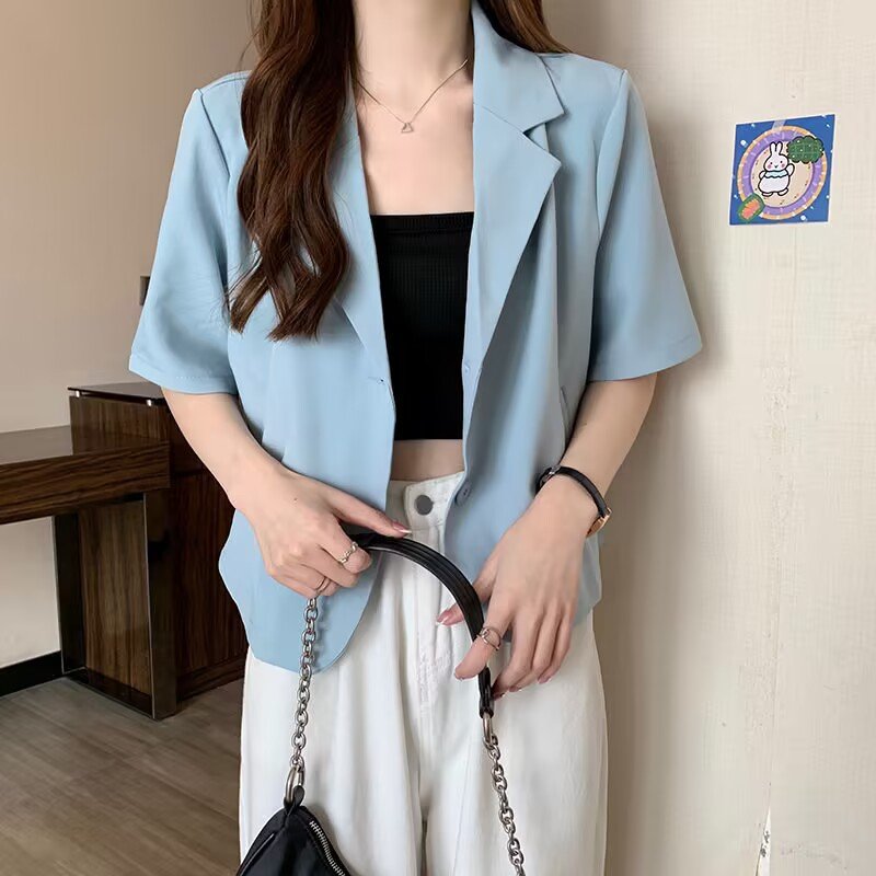 レディース シャツ コート 半袖 無地 ゆったり 春夏 きれいめ 前開き 春 夏 シンプル 上品 薄手 スーツ ポリエステル