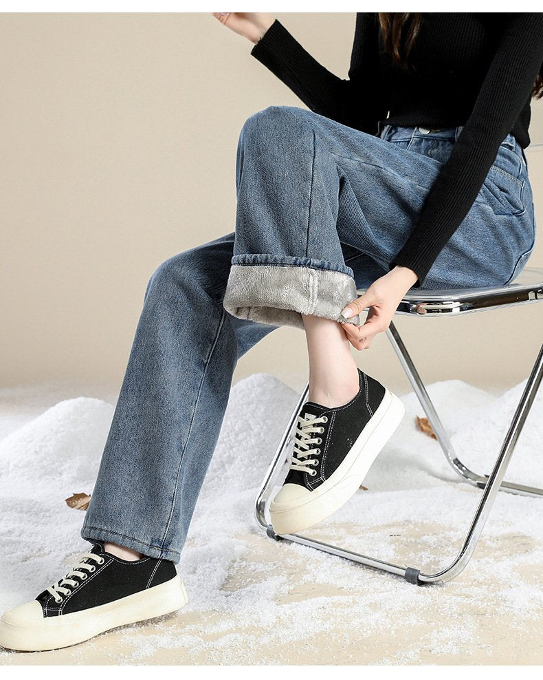 レディース パンツ ゆったり ワイド コットン 綿 秋冬 秋 通勤 シンプル 冬 ストレート ワイドパンツ 厚手 ストリート ベルベット