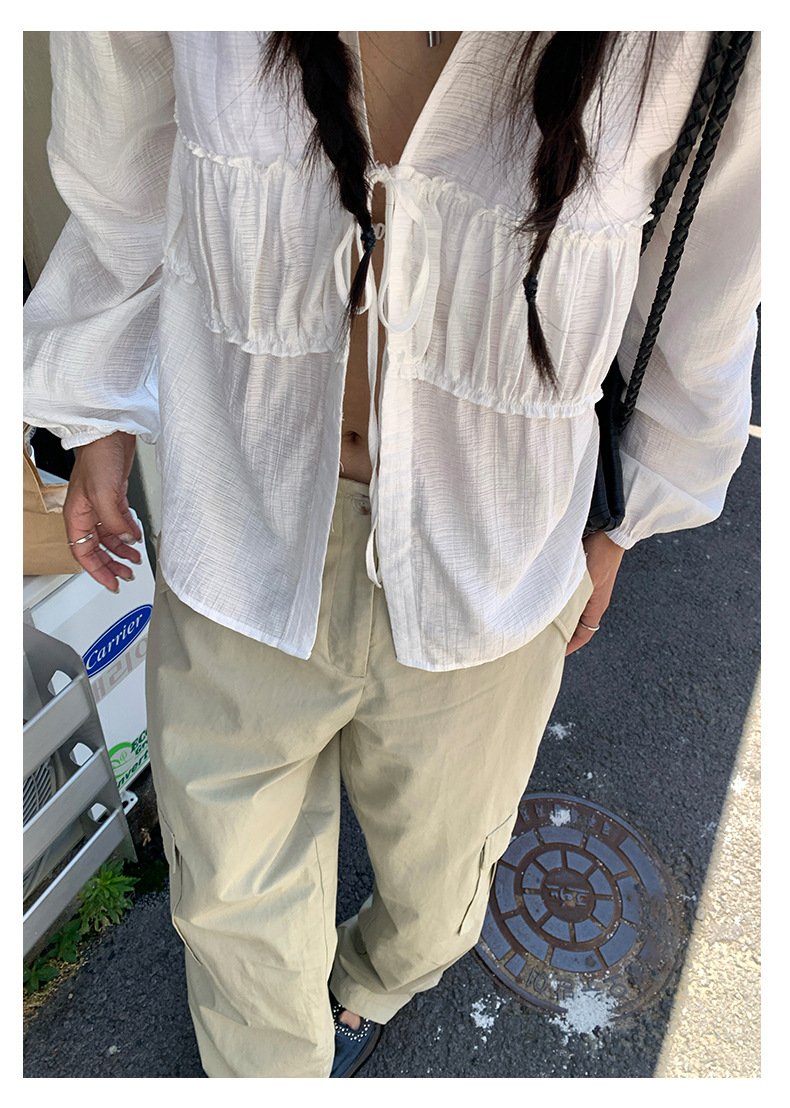 レディース パンツ 無地 ワイド コットン 綿 秋冬 秋 カジュアル シンプル 冬 ロング ワイドパンツ ポケット ハイウエスト