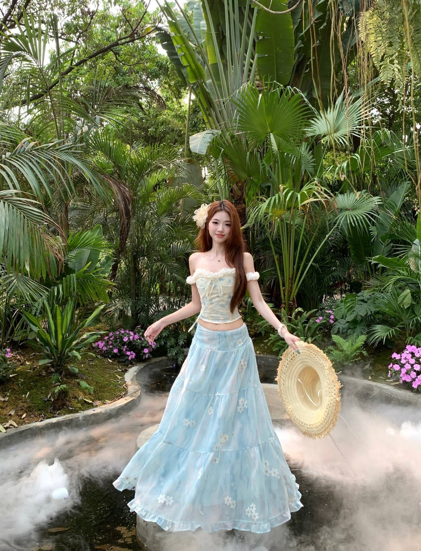 ワンピース ノースリーブ 花柄 春夏 きれいめ 袖なし 春 夏 リゾート ロング 上品 フレア セットアップ 切り替えデザイン ハイウエスト