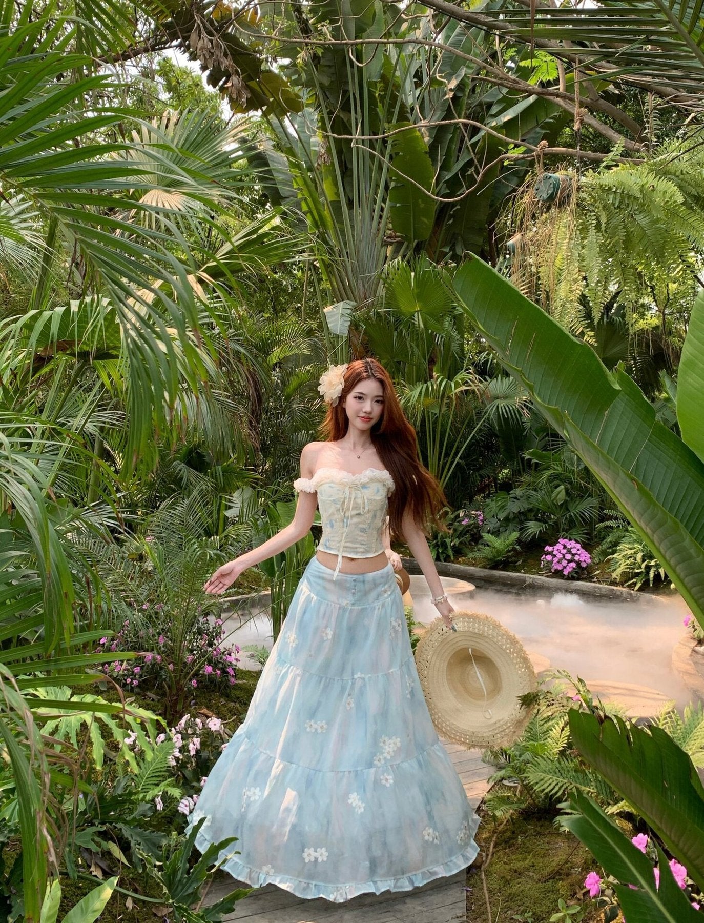 ワンピース ノースリーブ 花柄 春夏 きれいめ 袖なし 春 夏 リゾート ロング 上品 フレア セットアップ 切り替えデザイン ハイウエスト