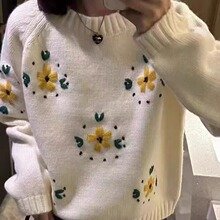 レディース トップス ニット 長袖 ボーダー ストライプ チェック柄 ゆったり 春 体型カバー 春夏 ラウンドネック セーター プルオーバー タイ ポリエステル
