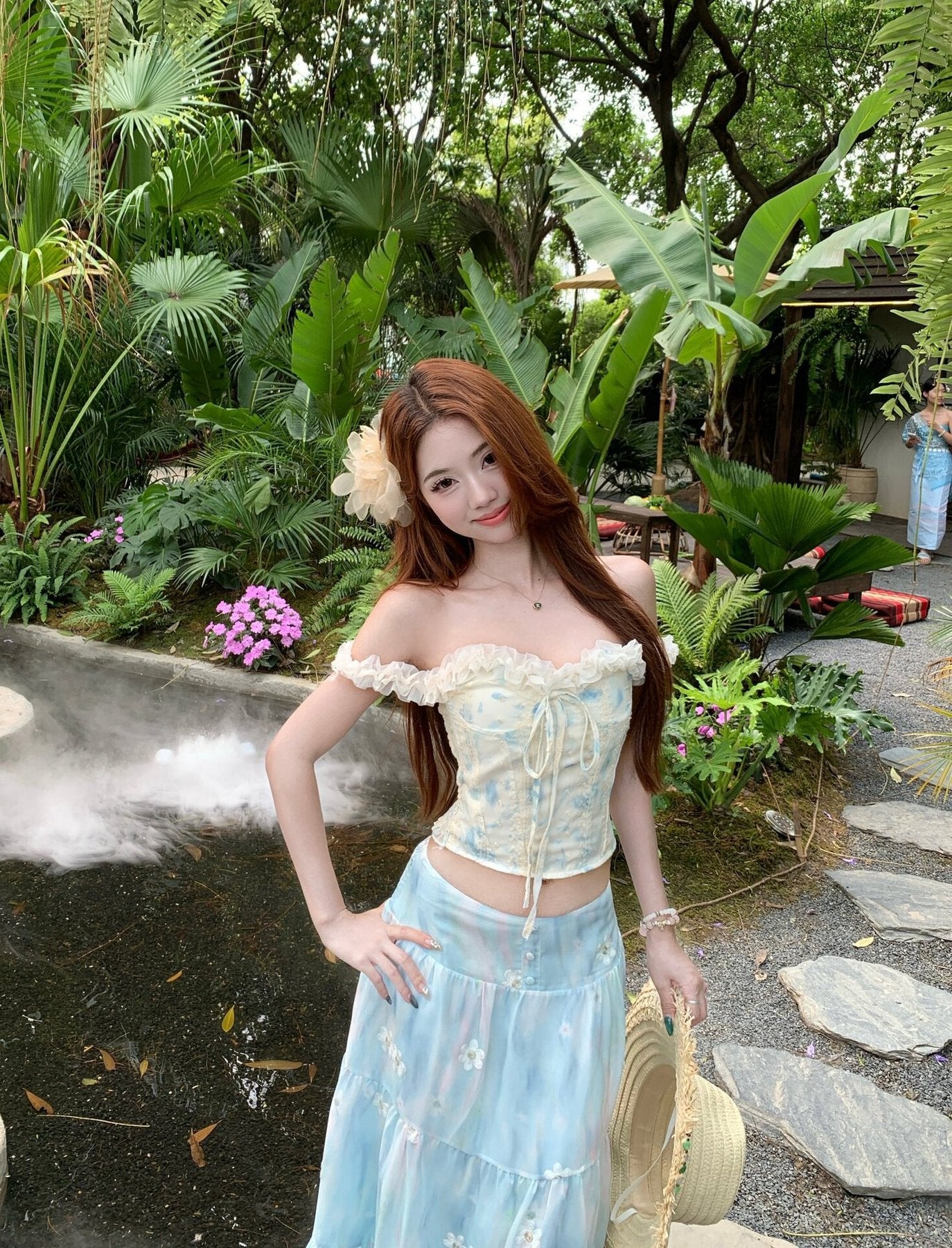 ワンピース ノースリーブ 花柄 春夏 きれいめ 袖なし 春 夏 リゾート ロング 上品 フレア セットアップ 切り替えデザイン ハイウエスト