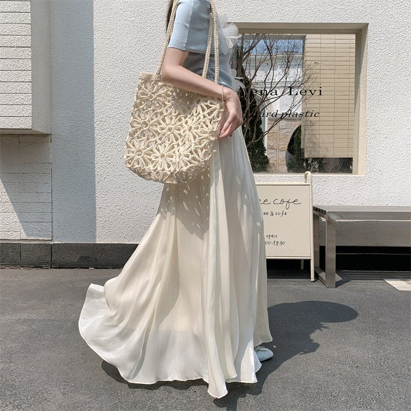 レディース ワンピース スカート スリム 春夏 きれいめ 通勤 春 フレア 夏 ロング Aライン ハイウエスト シアー フレアスカート 都会的 ロングスカート ポリエステル