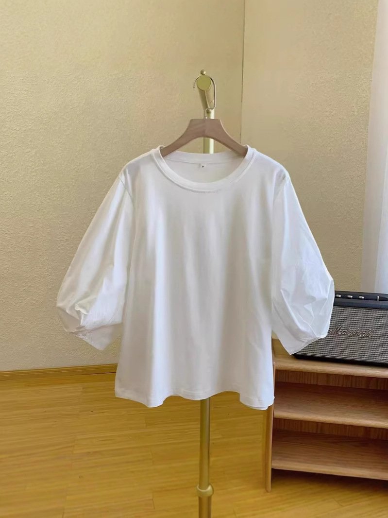 レディース シャツ Tシャツ 長袖 7分袖 ゆったり 春夏 カジュアル 前開き 春 夏 膝丈 ラウンドネック ポリエステル