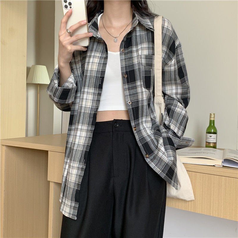 レディース シャツ ジャケット 長袖 チェック柄 ゆったり 夏 きれいめ レトロ 体型カバー 春夏 前開き ブラック 上品 襟付き ブルー ストレッチ アウター