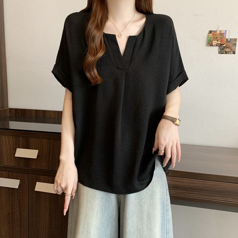 レディース Tシャツ 半袖 無地 ゆったり 春夏 カジュアル Vネック 春 夏 シャツ レギュラー ポリエステル