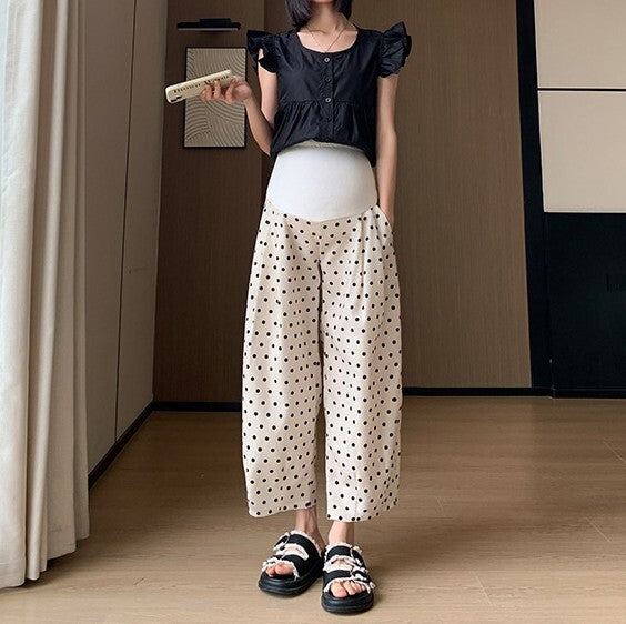 お腹切り替え ウエスト調整ゴム プレママ レディース パンツ ボトムス ワイドパンツ タックパンツ アンクル丈 ワイド フェミニン ハイウエスト ウエストゴム 切り替えデザイン ポケット かわいい 大人可愛い きれいめ シンプル カジュアル おしゃれ こなれ感 ガーリー キュート ナチュラル ドット柄 水玉 春 夏 マタニティ デート お出かけ 旅行 女子会 休日 ショッピング カフェ ランチ お家時間 楽ちん 普段使い 着回し M L XL 2XL 大きいサイズ ベージュ ベーシックカラー 春カラー