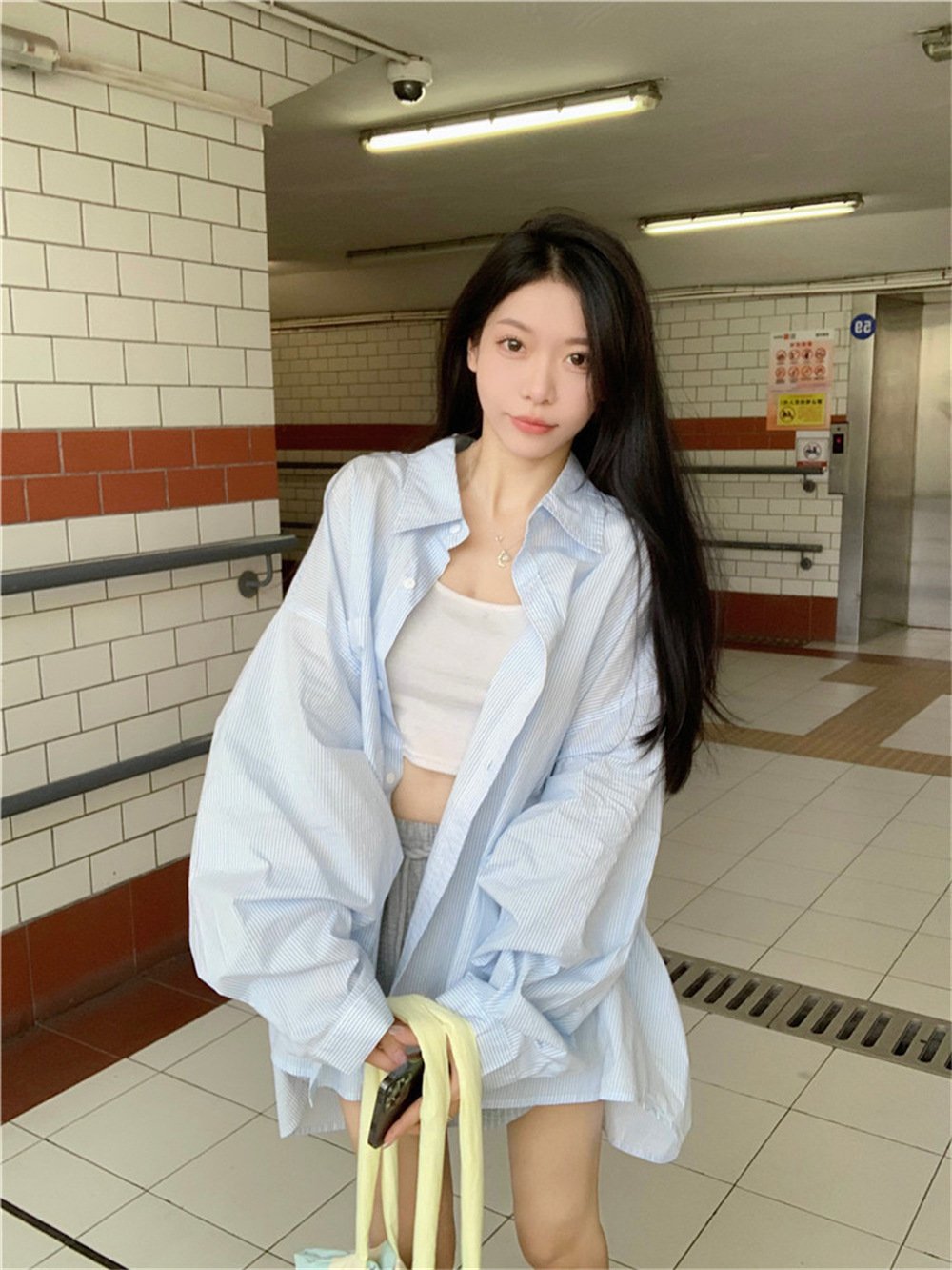 レディース シャツ カーディガン コート 長袖 ボーダー ストライプ ゆったり 春夏 カジュアル 前開き 春 夏 ロング 切り替えデザイン ポリエステル