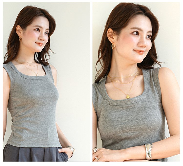 レディース トップス 無地 ゆったり ワイド 春夏 カジュアル 体型カバー 春 ショート 夏 シンプル キャミソール タンクトップ リブ アウター インナー