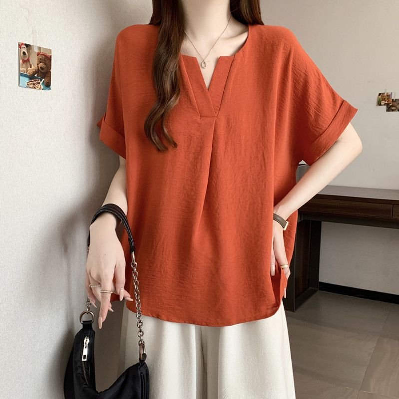レディース Tシャツ 半袖 無地 ゆったり 春夏 カジュアル Vネック 春 夏 シャツ レギュラー ポリエステル