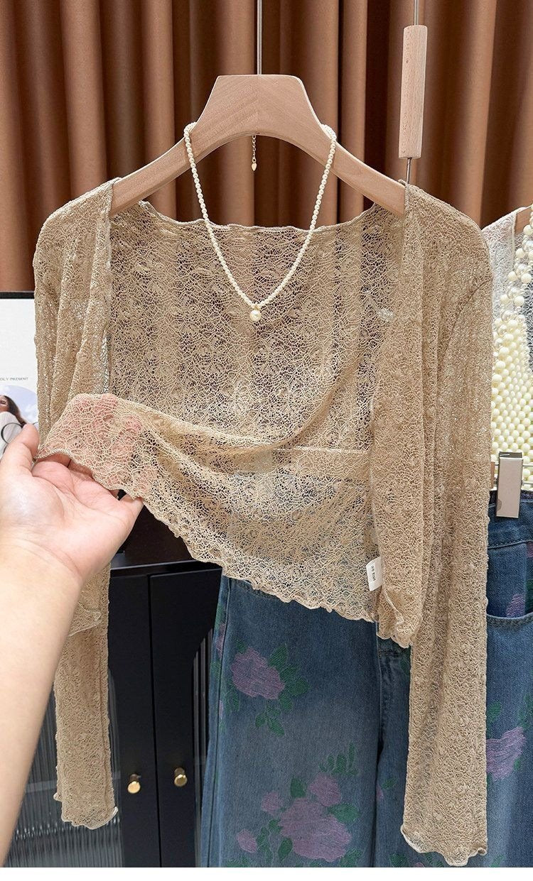 レディース カーディガン 長袖 花柄 無地 春夏 きれいめ 通勤 春 ショート 夏 レース シンプル 上品 タイ アウター ポリエステル ショール